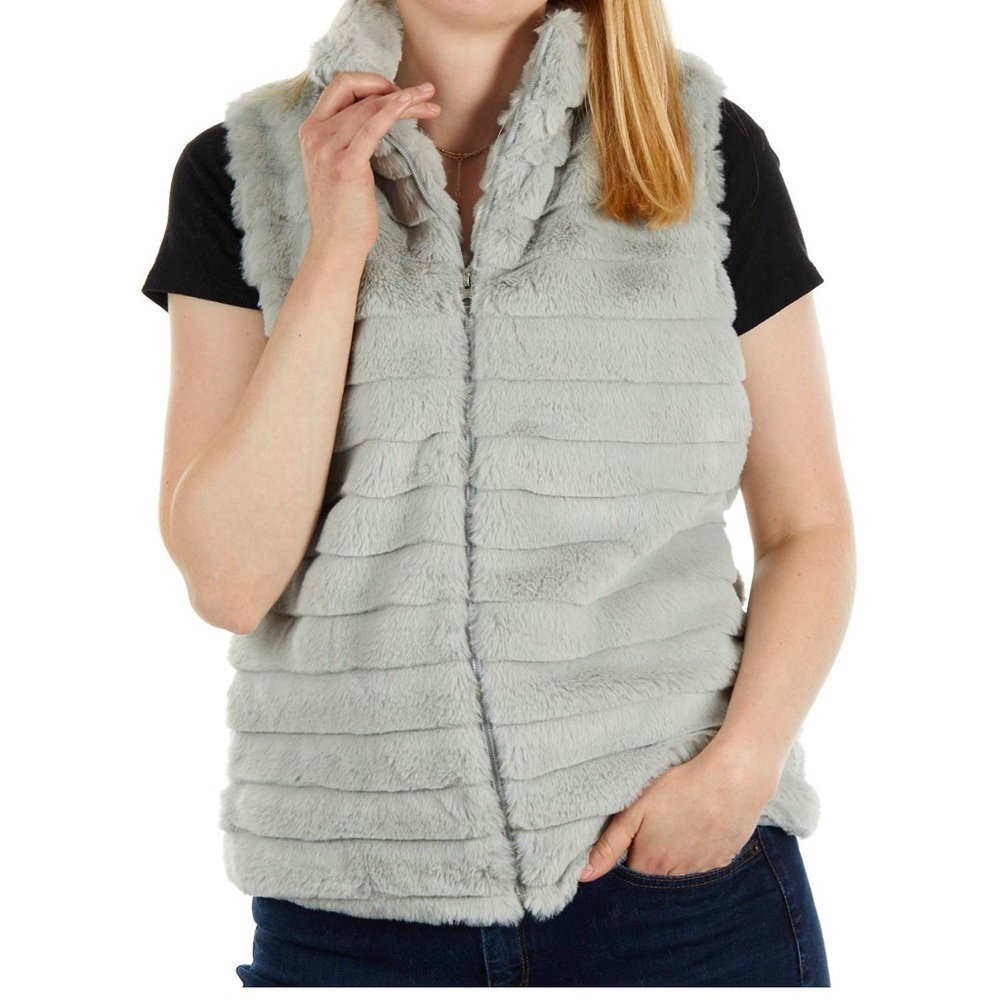 NWT - Katydid Mint Green Faux Rabbit Fur Vest -Size L